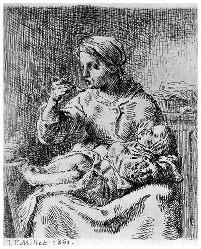 La Bouillie, 1861 1924 door Jean Francois Millet