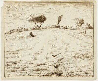 Landschap - Heuvel in Gruchy, Normandië door Jean Francois Millet