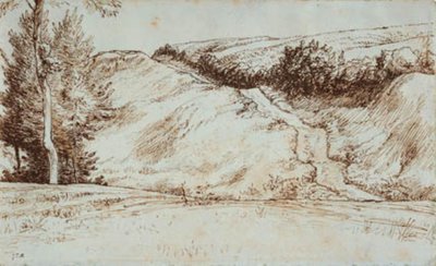 Landschap met helling nabij Vichy door Jean Francois Millet