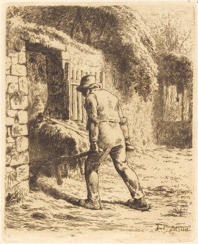 Man met kruiwagen door Jean Francois Millet