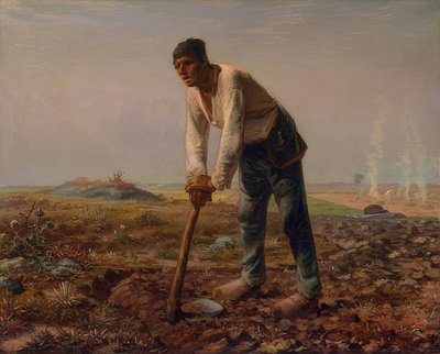 Man met een hak. 1860-1862 door Jean Francois Millet