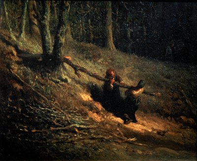 Boerinnen met brandhout Les Charbonnieres, ca. 1852 door Jean Francois Millet