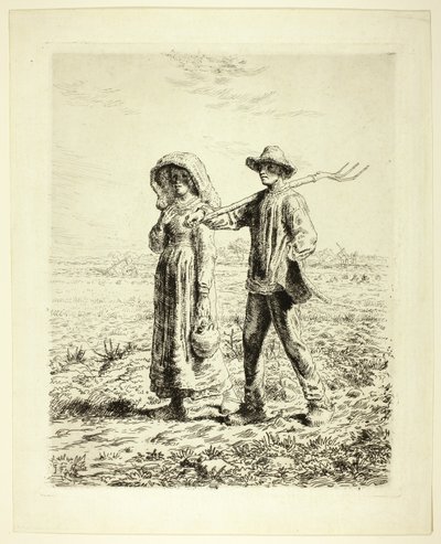 Boeren gaan aan het werk door Jean Francois Millet