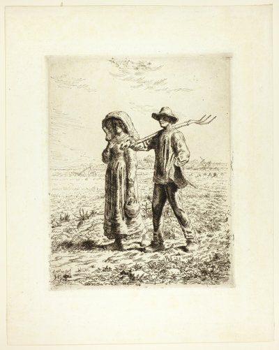 Boeren die naar hun Werk Gaan door Jean Francois Millet