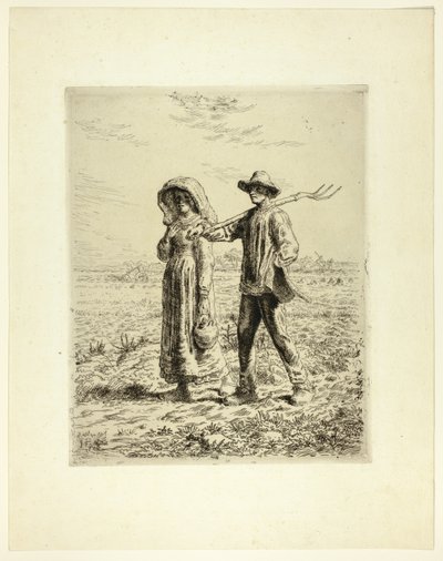 Boeren gaan aan het werk door Jean Francois Millet