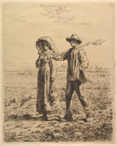 Boeren gaan aan het werk, 1863 door Jean Francois Millet