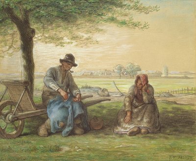 Rustende Boeren, ca. 1866 door Jean Francois Millet