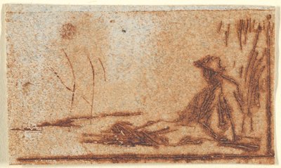 Zittende boer, 1830-75 door Jean Francois Millet