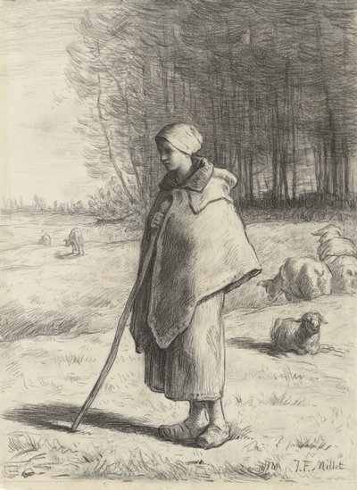 Herderin door Jean Francois Millet