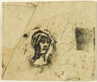 Schetsen, Fragment: Hoofd van een Vrouw met een Hoofddoek door Jean Francois Millet