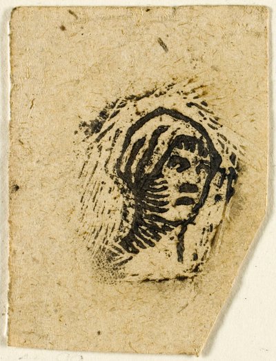 Schetsen, Fragment: Hoofd van een vrouw met een hoofddoek door Jean Francois Millet