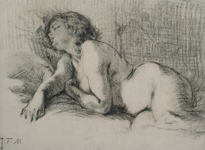 Studie van een liggende vrouwelijke naakt door Jean Francois Millet