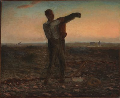 Het einde van de dag, avond effect door Jean Francois Millet