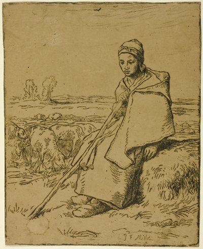 De Herderin door Jean Francois Millet