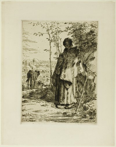De Herderin die Breidt door Jean Francois Millet
