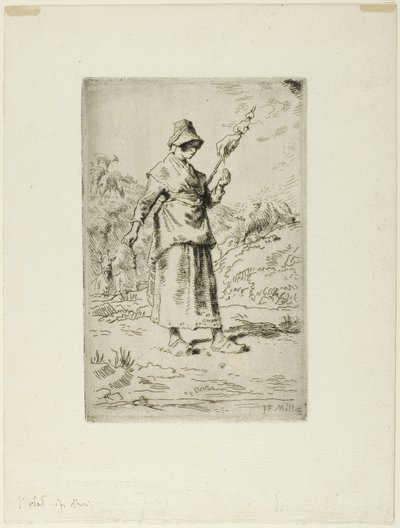 De spinster door Jean Francois Millet
