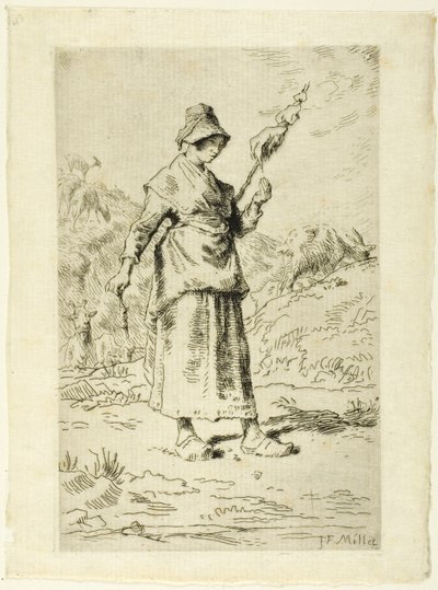De spinner door Jean Francois Millet