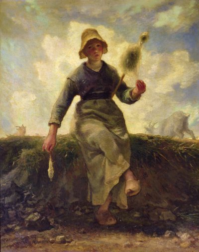 De spinner, geitenhoeder van de Auvergne door Jean Francois Millet