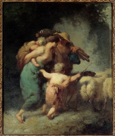 De terugkeer van de kudde. Schilderij door Jean Francois Millet (1814 - 1875) door Jean Francois Millet