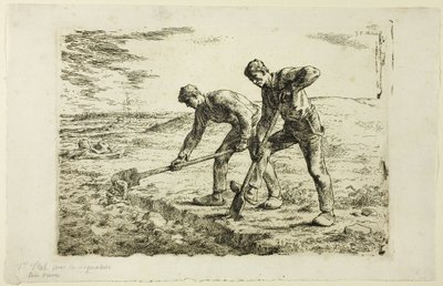 Twee Mannen aan het Graven door Jean Francois Millet