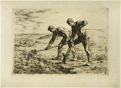 Twee Mannen Graven door Jean Francois Millet