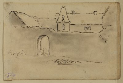 Uitzicht op een kasteel door Jean Francois Millet
