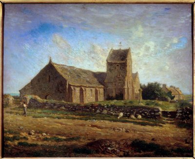 Uitzicht op de kerk van Greville door Jean Francois Millet