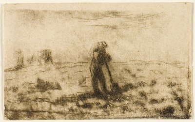 Vrouw die Kleren Ophangt door Jean Francois Millet