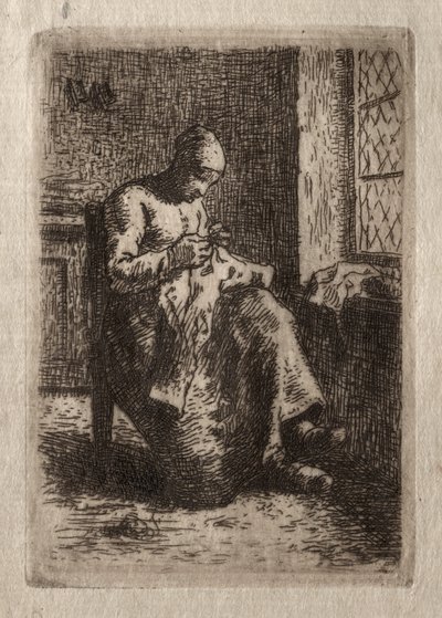 Vrouw die Naait door Jean Francois Millet