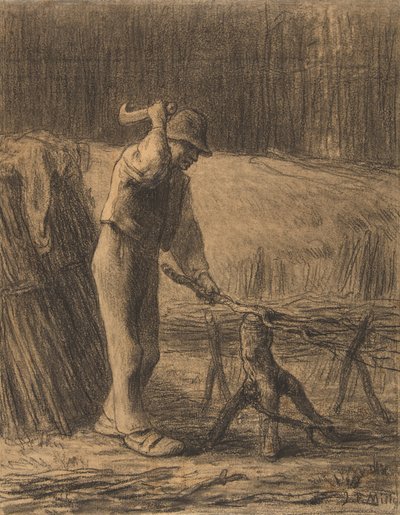 Houthakker die takken snoeit, 1853-54 door Jean Francois Millet
