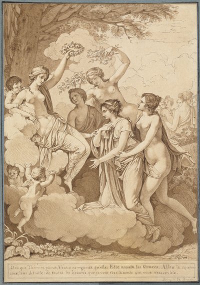 Venus en de Gratiën Kronen Thémire door Jean François Pierre Peyron