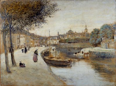 Een kanaal in Quimperle door Jean Francois Raffaelli