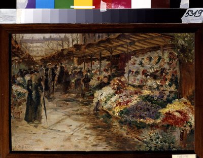 Bloemenmarkt door Jean Francois Raffaelli