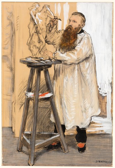 Portret van de beeldhouwer Auguste Rodin in zijn atelier door Jean Francois Raffaelli