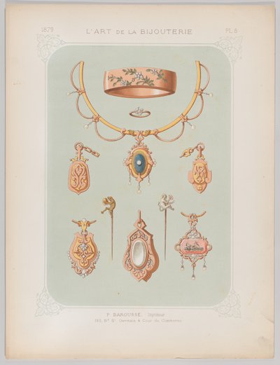Sieradenontwerpen in Goud en Roze Goud, 1879 door Jean François Barousse