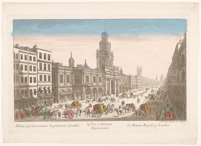 Gezicht op de Royal Exchange te Londen door Jean François Daumont