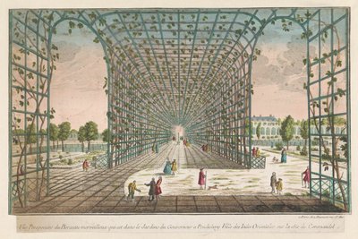 Gezicht op de loofgang van de tuin van de gouverneur te Pondicherry door Jean François Daumont