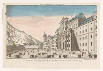 Gezicht op het abdijcomplex El Escorial in de omgeving van de stad Madrid, gezien vanaf de zuidzijde door Jean François Daumont