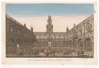 Gezicht op het interieur van de Royal Exchange te Londen door Jean François Daumont