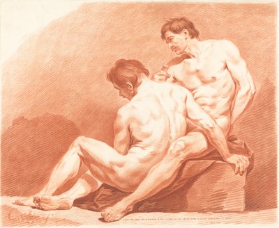 Twee mannelijke naakten door Jean François Janinet after Charles Nicolas Cochin the Younger