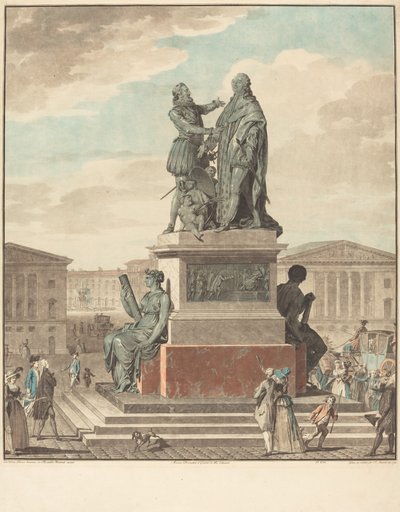 Ontwerp voor een monument voor de koning door Jean François Janinet after Jean Michel Moreau
