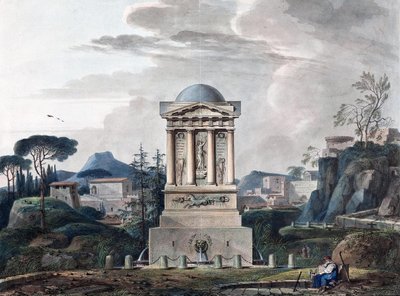 Ontwerp van de fontein in Poltava, 1807 door Jean François Thomas de Thomon
