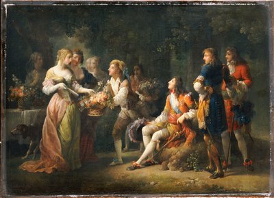 Lodewijk XIV van Frankrijk verklaart zijn liefde aan Louise de la Vallière door Jean Frederic Schall