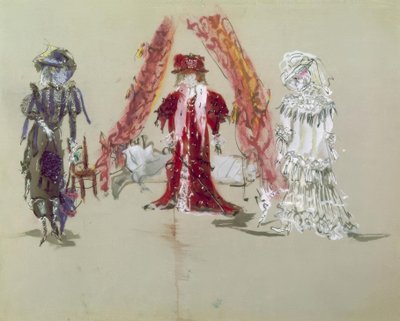 Ontwerp voor decor met figuren voor de première door Jean Giraudox