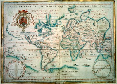 Universele hydrografische kaart. Manuscript door Jean Guerard, Franse geograaf. 1734 door Jean Guerard