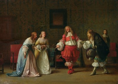 Mascarille presenteert Jodelet aan Cathos en Madelon, 1865 door Jean Hegesippe Vetter