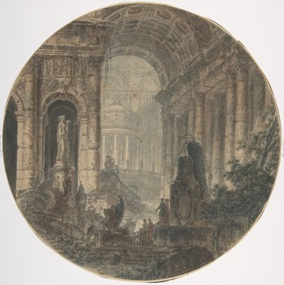 Architecturale fantasie, 18e eeuw door Jean Henri Alexandre Pernet.