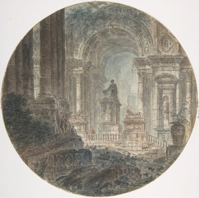 Architectonische fantasie, eind 18e eeuw door Jean Henri Alexandre Pernet.