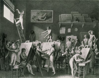 Het Atelier van Jacques Louis David (1748-1825) door Jean Henri Cless