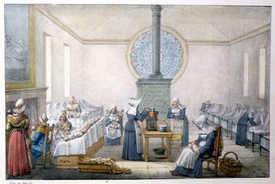 Gevonden kinderen (weeshuis) - Lithografie door Marlet, eind 19e eeuw door Jean Henri Marlet